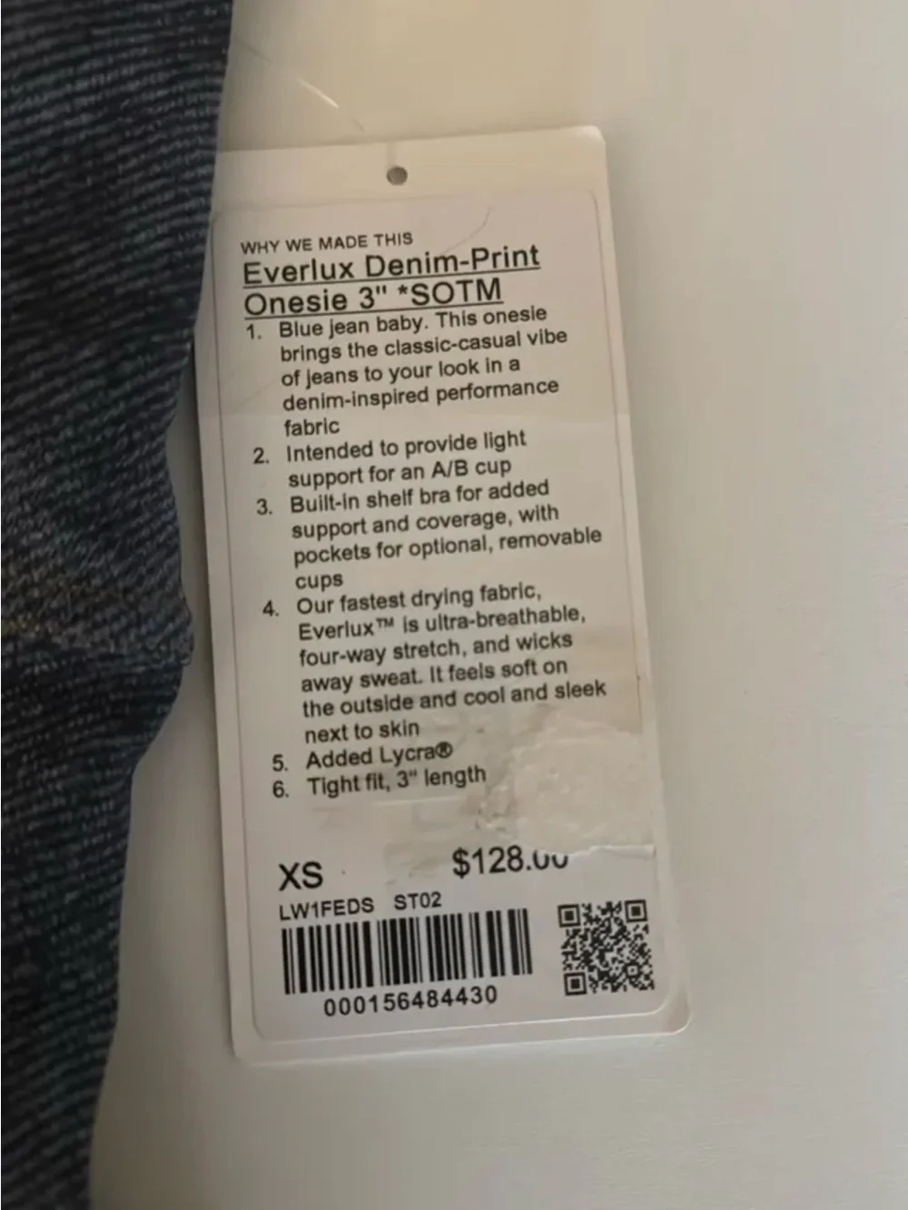 Lululemon Everlux Denim-Print Onesie NWT OBO